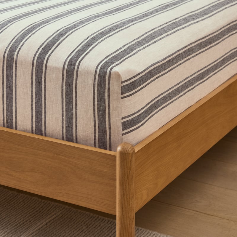 Vintage Washed Linen Linen & Onyx Farm Stripe Sheet Separates