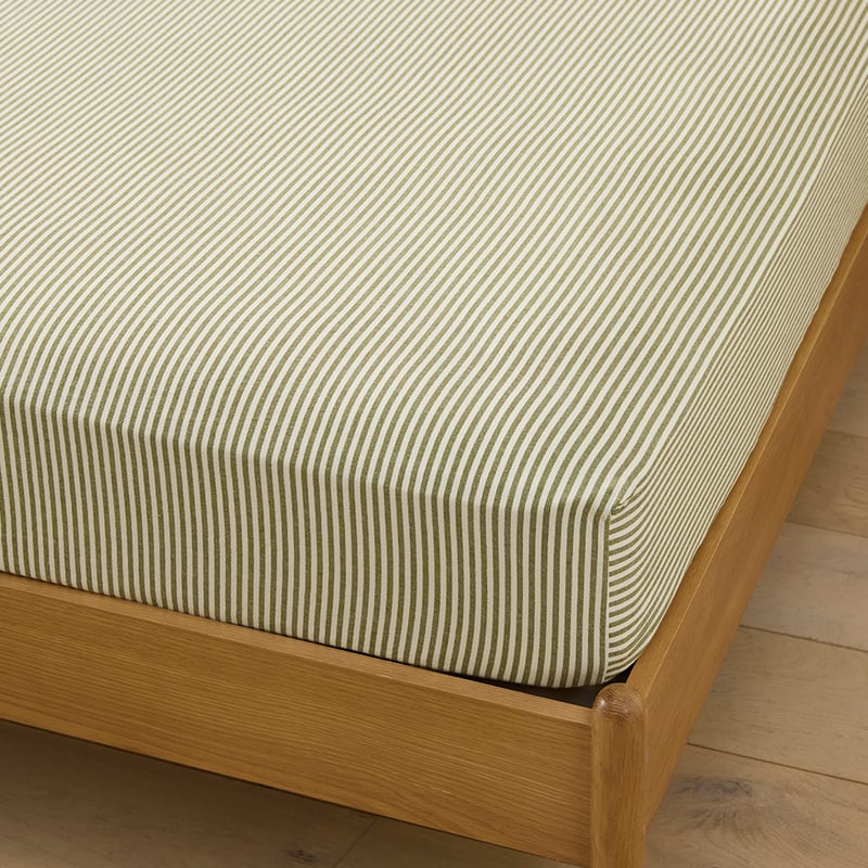 Olive Stripe Pleated Sheet Set