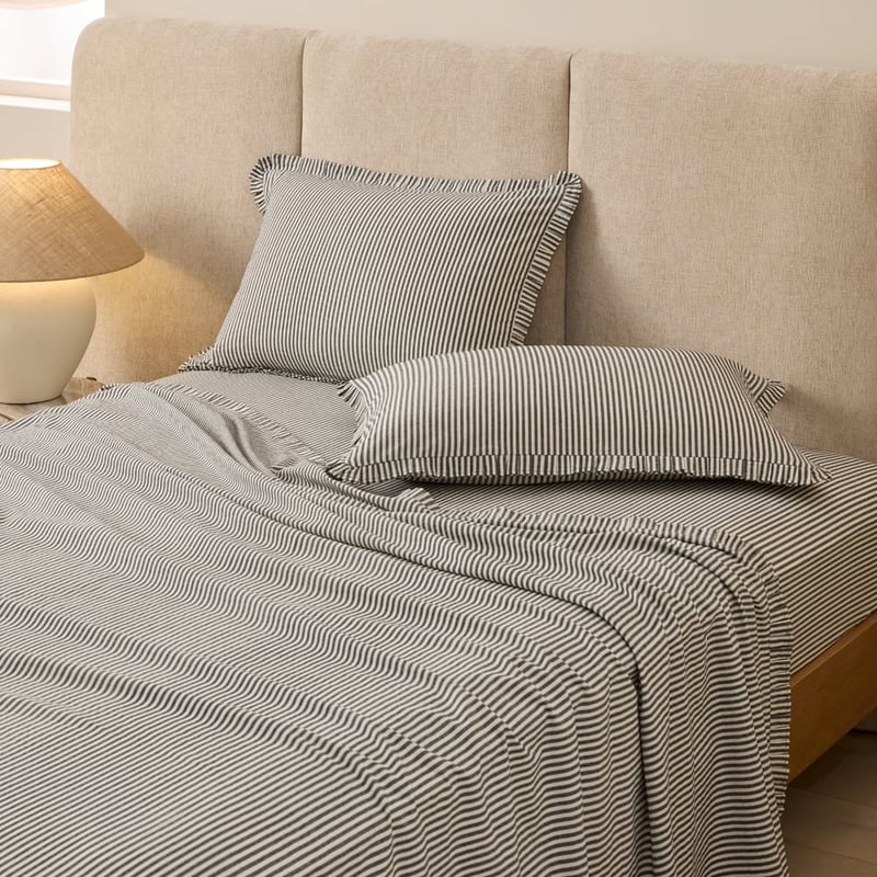 Onyx Stripe Pleated Sheet Set