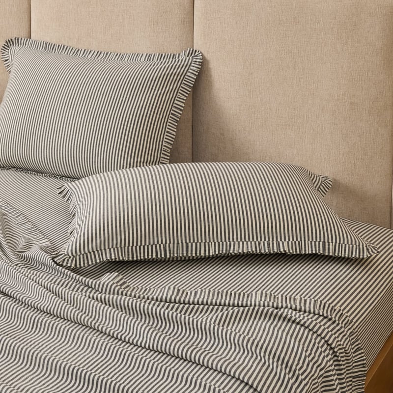 Onyx Stripe Pleated Sheet Set
