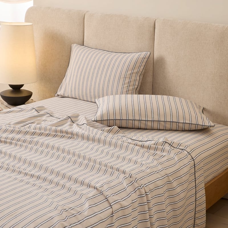 Yarn Dyed Natural Avery Stripe Sheet Set