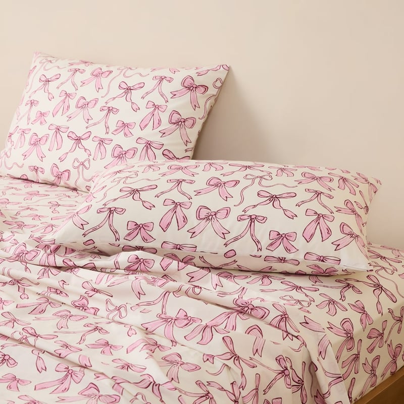 Isabelle White Bow Printed Sheet Set
