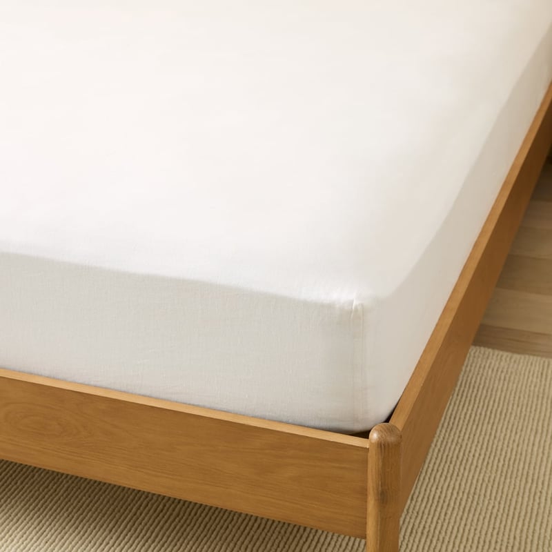 Vintage Washed Linen White & Onyx Piped Sheet Separates