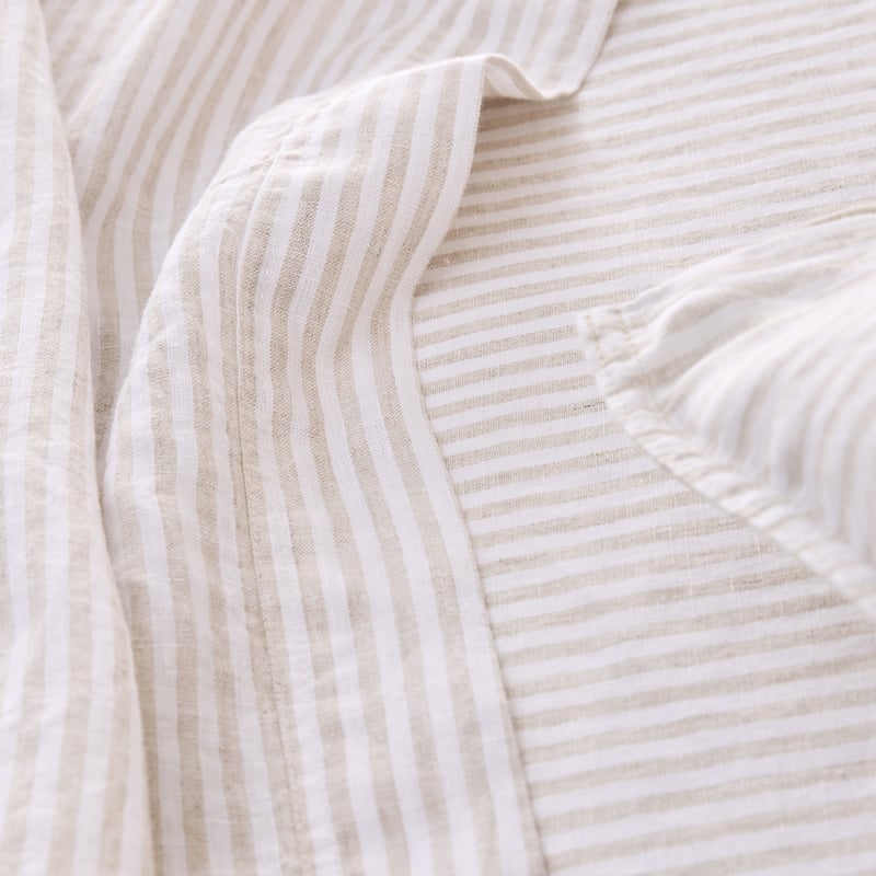 Vintage Washed Linen Linen & White Stripe Sheet Separates