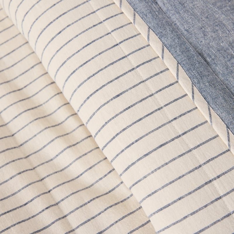 Linen Cotton Bluestone Stripe Quilted Pillowcases