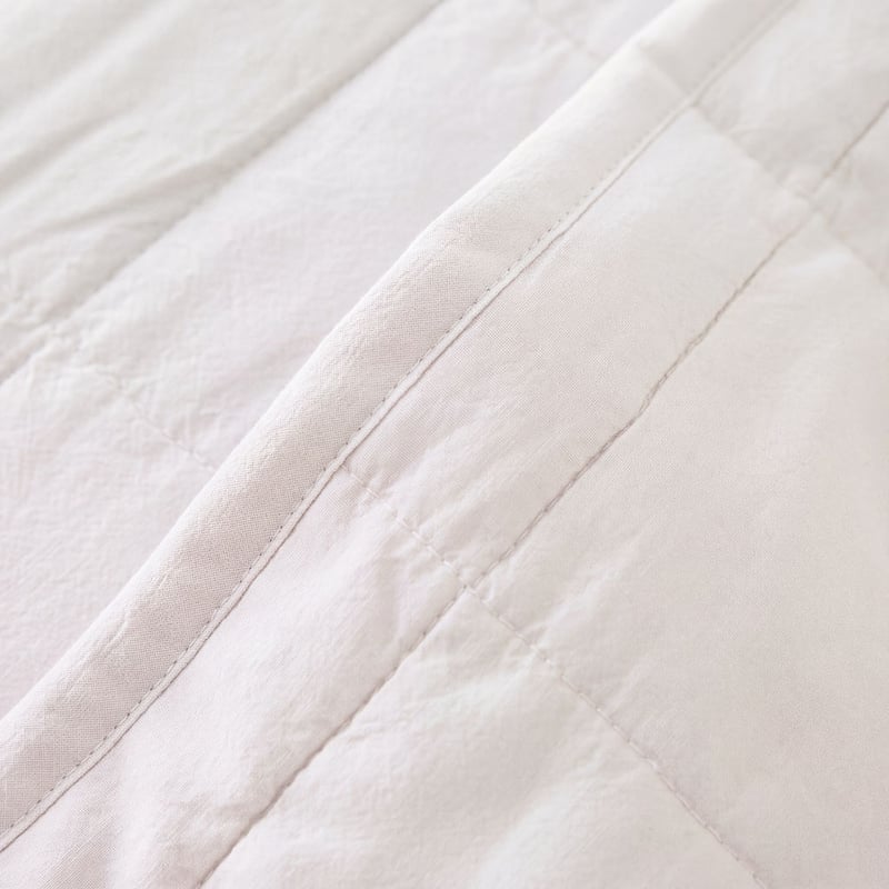 Stonewashed Cotton White Quilted Grid Coverlet Separates
