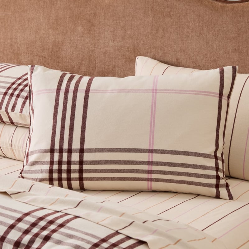 Oban Tartan Natural Flannel Quilt Cover Set