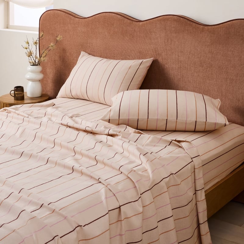 Kintyre Stripe Natural Flannel Sheet Separates 