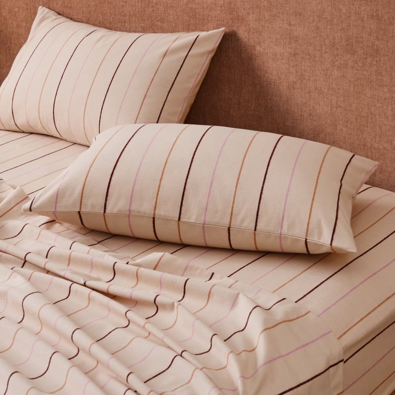 Kintyre Stripe Natural Flannel Sheet Separates 