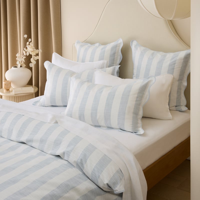 Frankie Dusty Blue Scallop Pillowcases