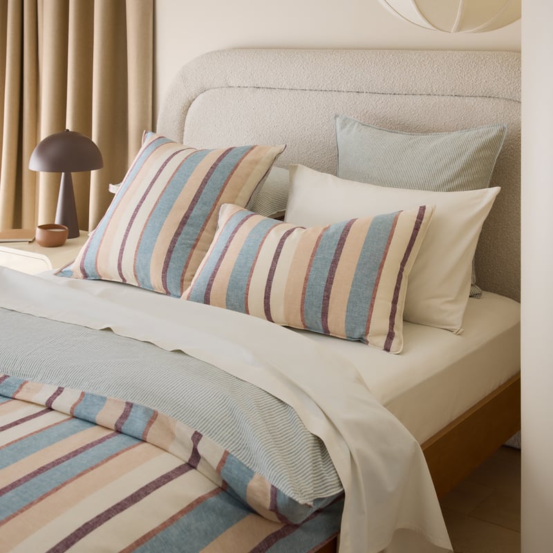Linen Cotton Nordic Blue Harbour Stripe Quilt Cover Set + Separates
