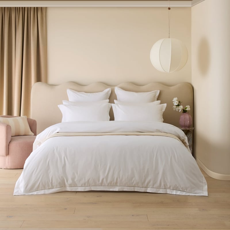Egyptian Cotton White Ladder Embroidery Quilt Cover Set + Separates