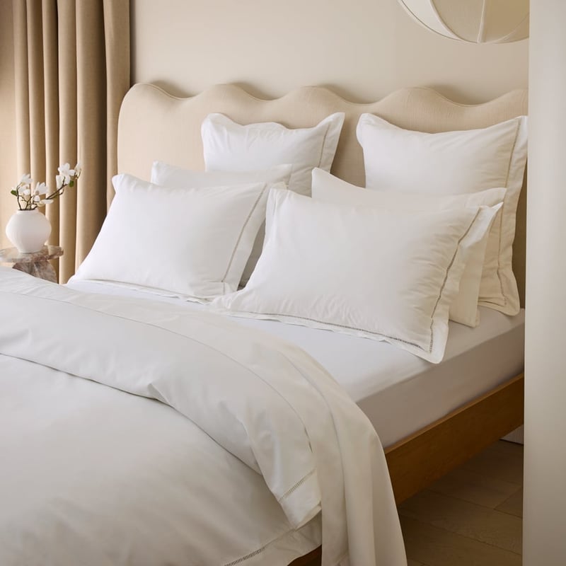 Egyptian Cotton White Ladder Embroidery Quilt Cover Set + Separates