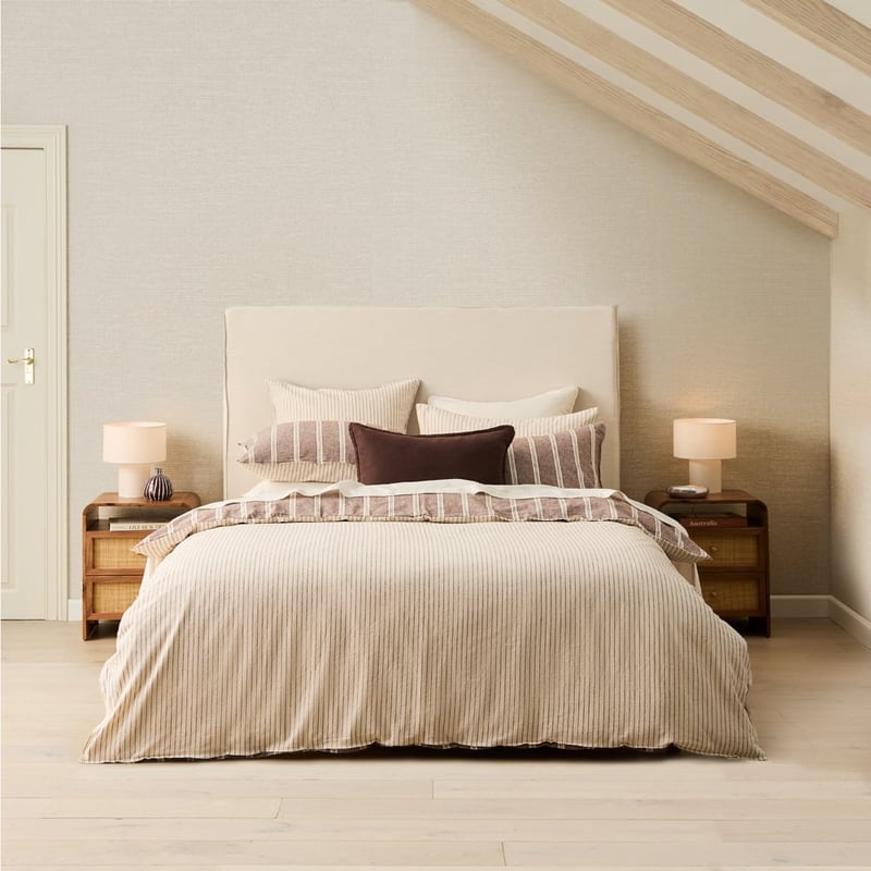 Nutmeg Stripe Linen Cotton Quilt Cover Set + Separates