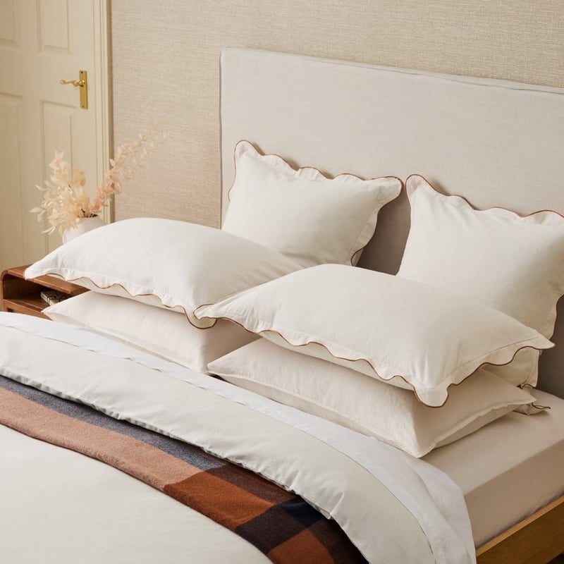 Hallie Scallop Coconut & Pecan Quilt Cover Set + Separates