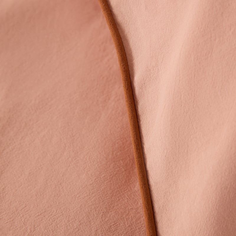 Stonewashed Cotton Terracotta & Umber Piped Pillowcases