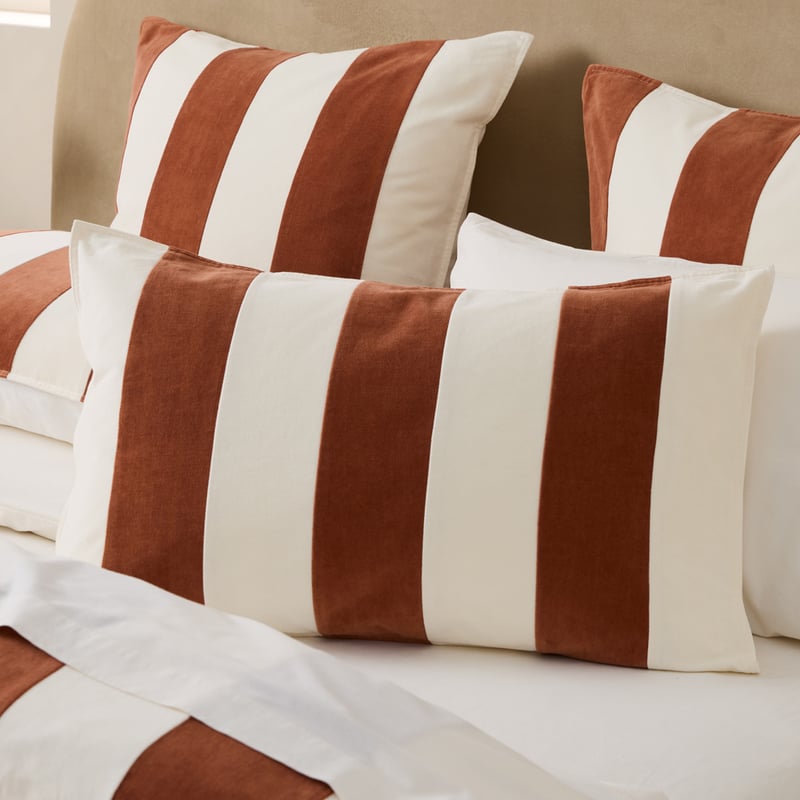 Quincy Velvet Pecan Stripe Quilt Cover Set + Separates