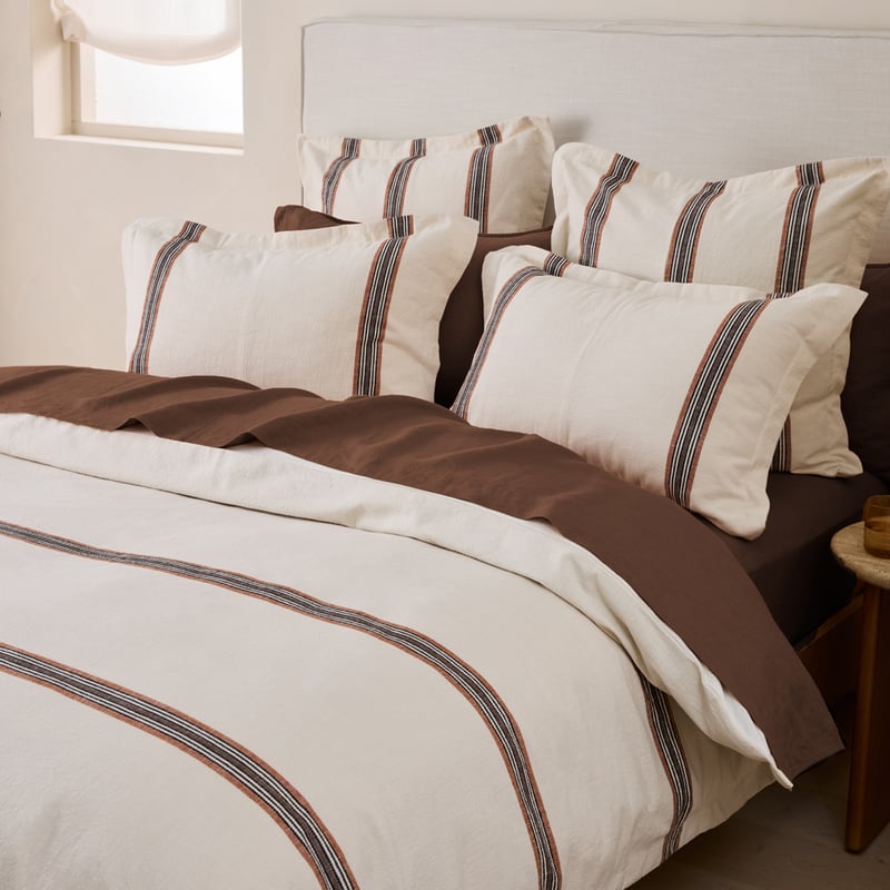 Henri Stripe Natural & Umber European Pillowcase
