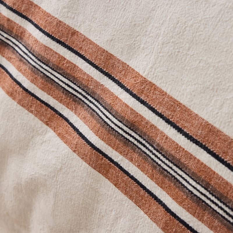 Henri Stripe Natural & Umber Quilt Cover Set + Pillowcases