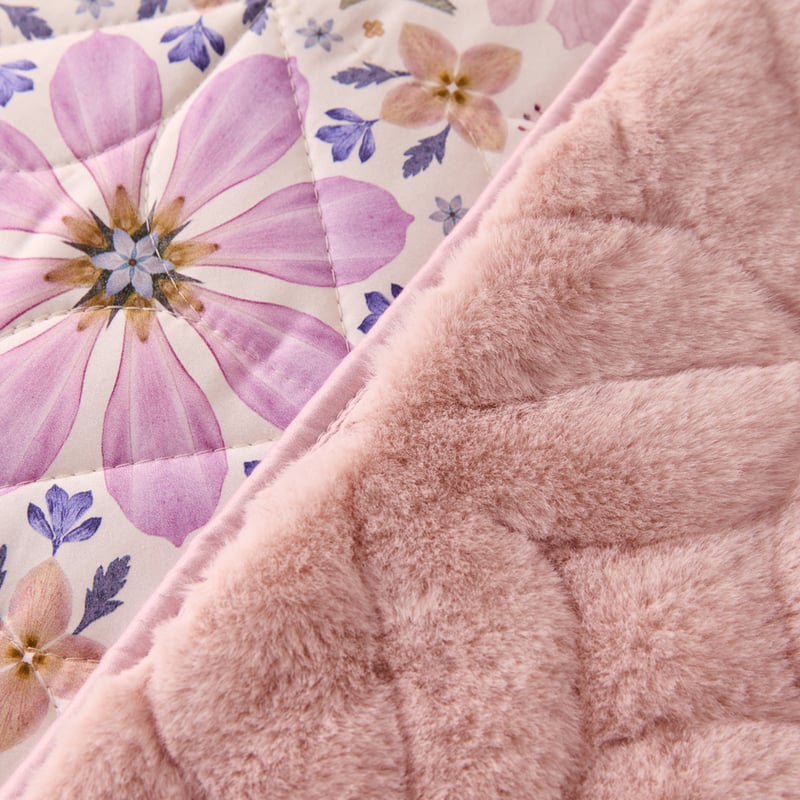 Fleur Harris Botanica Mauve Faux Fur Quilted Coverlet Separates 
