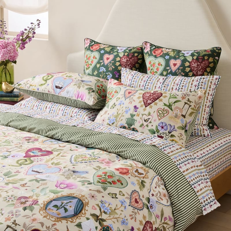 Fleur Harris All My Hearts Green Quilt Cover Set + Separates
