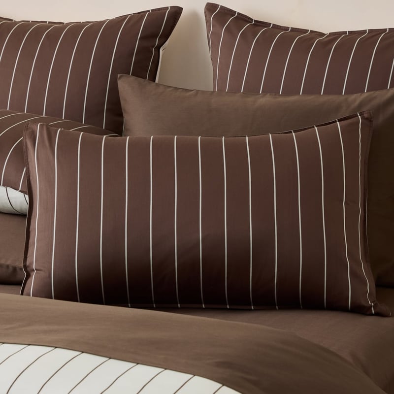 Bayes Chocolate Stripe Quilt Cover Set + Separates