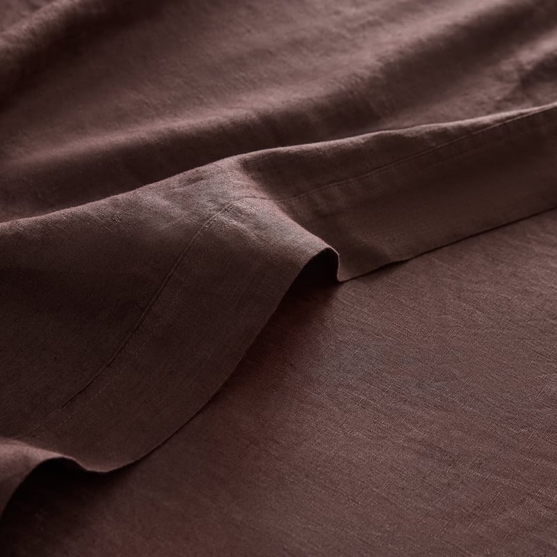 Vintage Washed Linen Chocolate Sheet Separates