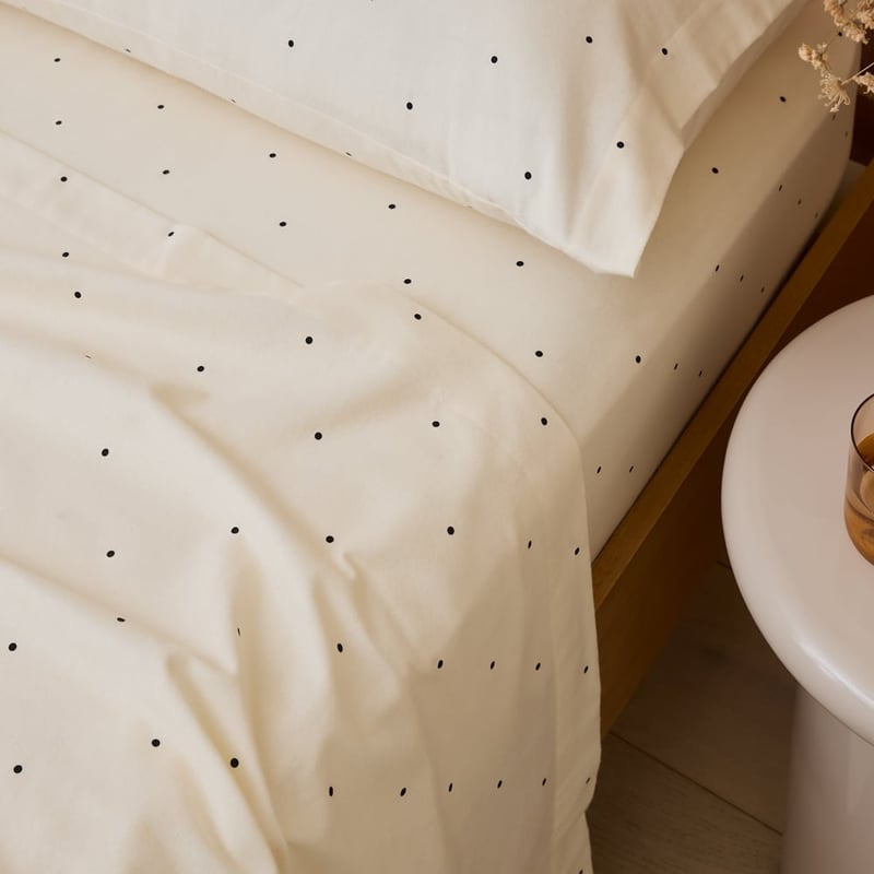 Mini Dot Coconut & Onyx Flannel Sheet Separates