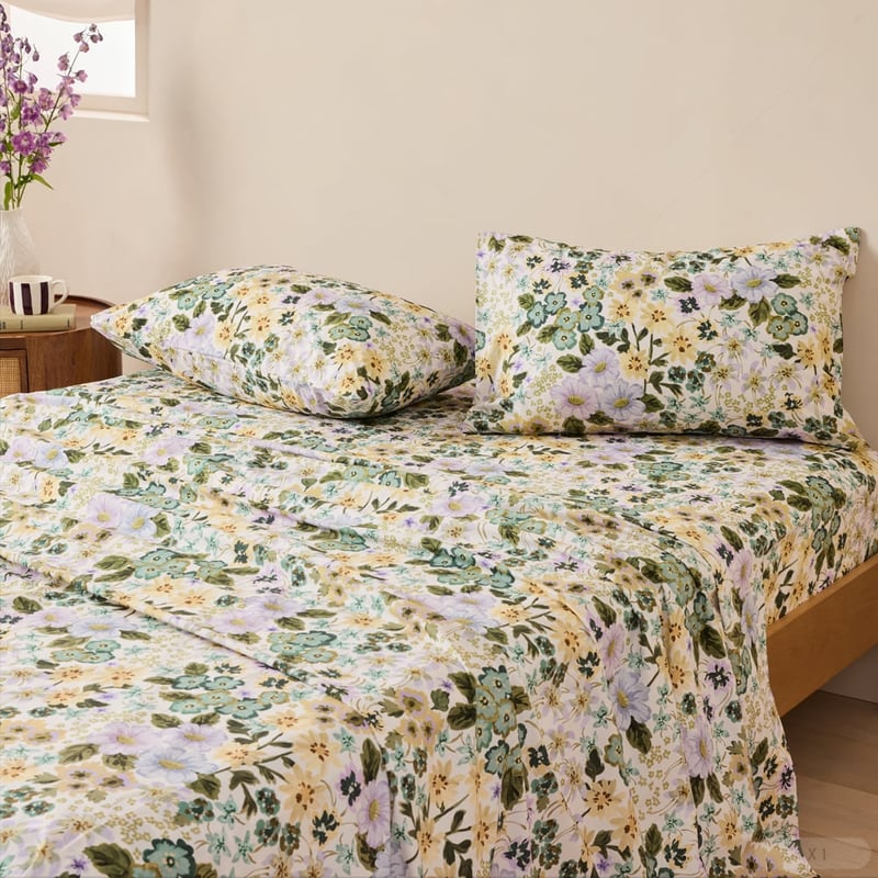 Zoey Floral Green Printed Sheet Set