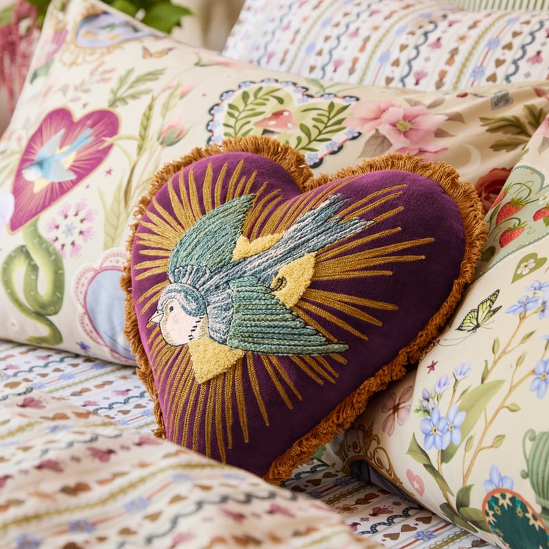 Fleur Harris All My Hearts Bird Cushion