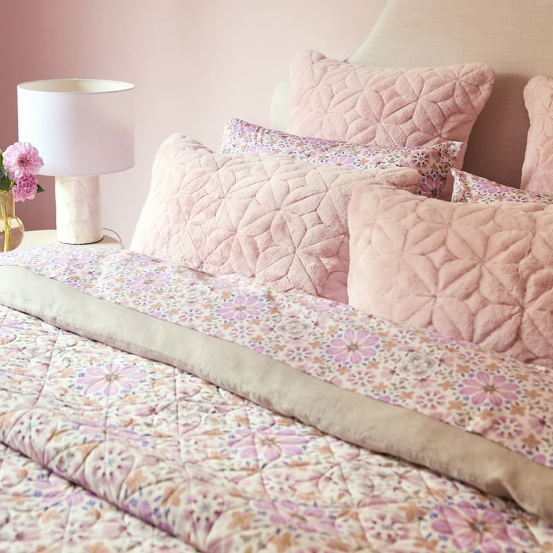 Fleur Harris Botanica Mauve Faux Fur Quilted Pillowcases