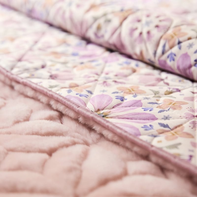 Fleur Harris Botanica Mauve Faux Fur Quilted Coverlet Separates 