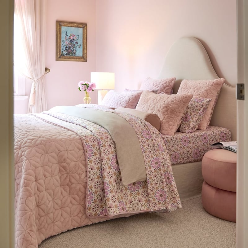 Fleur Harris Botanica Mauve Faux Fur Quilted Coverlet Separates 