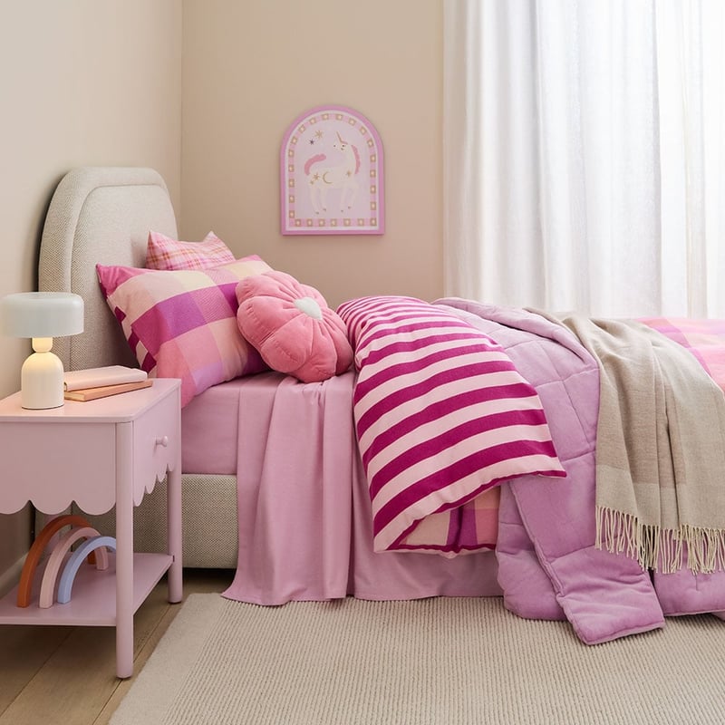 Morgan Pink Check Flannelette Quilt Cover Set