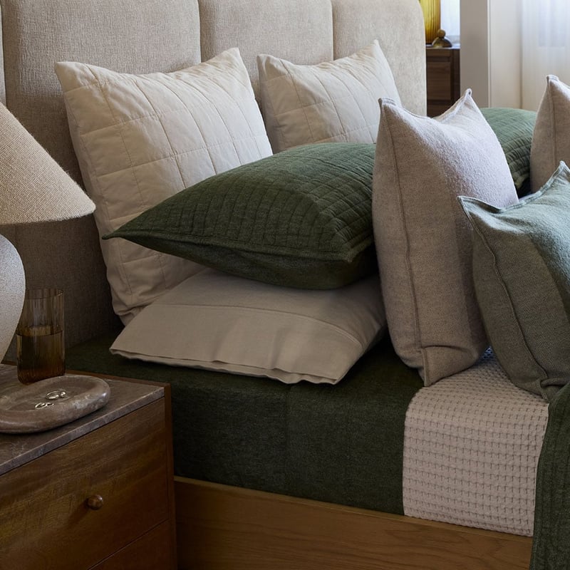 Melange Olive Flannel Quilted Pillowcases