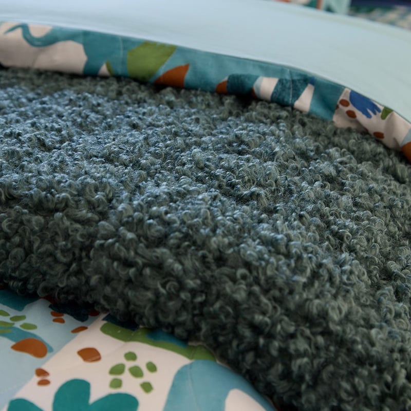 Poodle Green Quilted Faux Fur Blanket