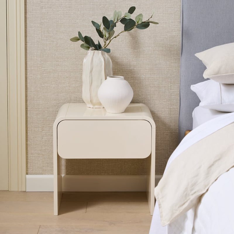 Miro High Gloss Vanilla Bedside Table
