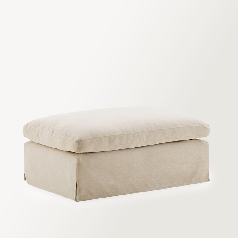 River Beige Linen Ottoman 
