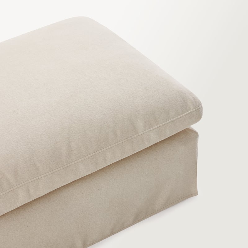 River Beige Linen Ottoman 