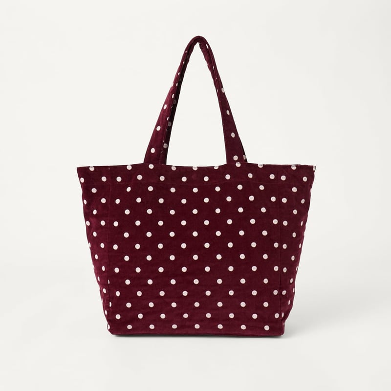 Burgundy Polka Dot Tote Bag