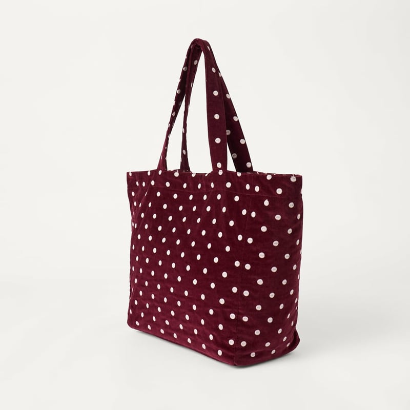 Burgundy Polka Dot Tote Bag