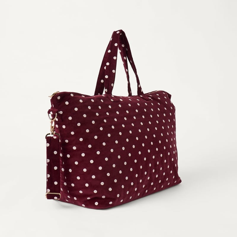 Burgundy Polka Dot Overnight Bag