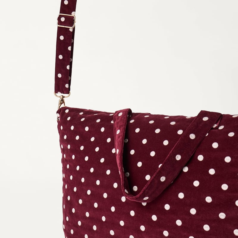 Burgundy Polka Dot Overnight Bag