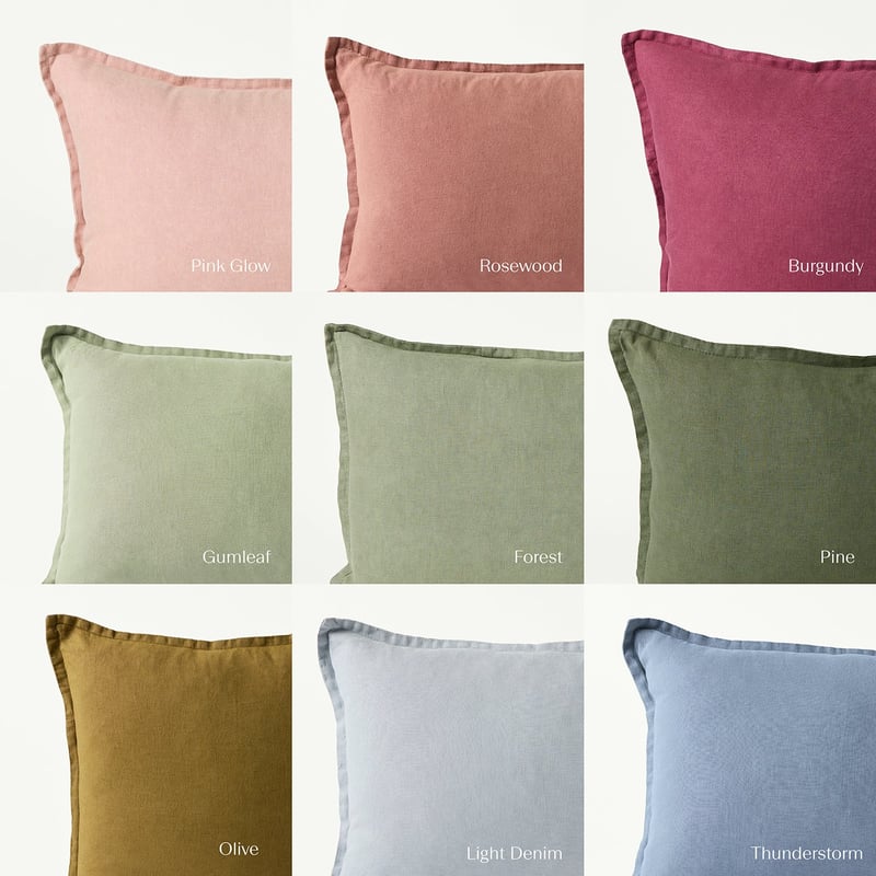 Belgian Gum Leaf Vintage Washed Linen Cushion