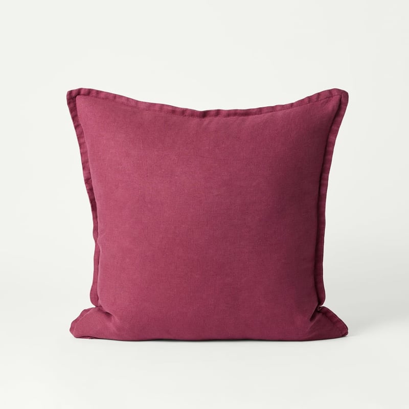 Belgian Vintage Washed Linen Burgundy Cushion