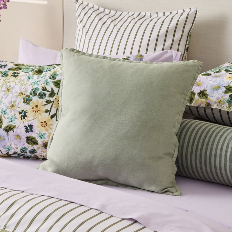 Belgian Gum Leaf Vintage Washed Linen Cushion