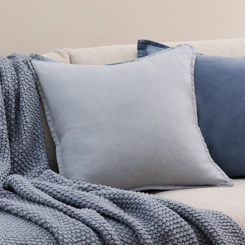 Belgian Light Denim Vintage Washed Linen Cushion