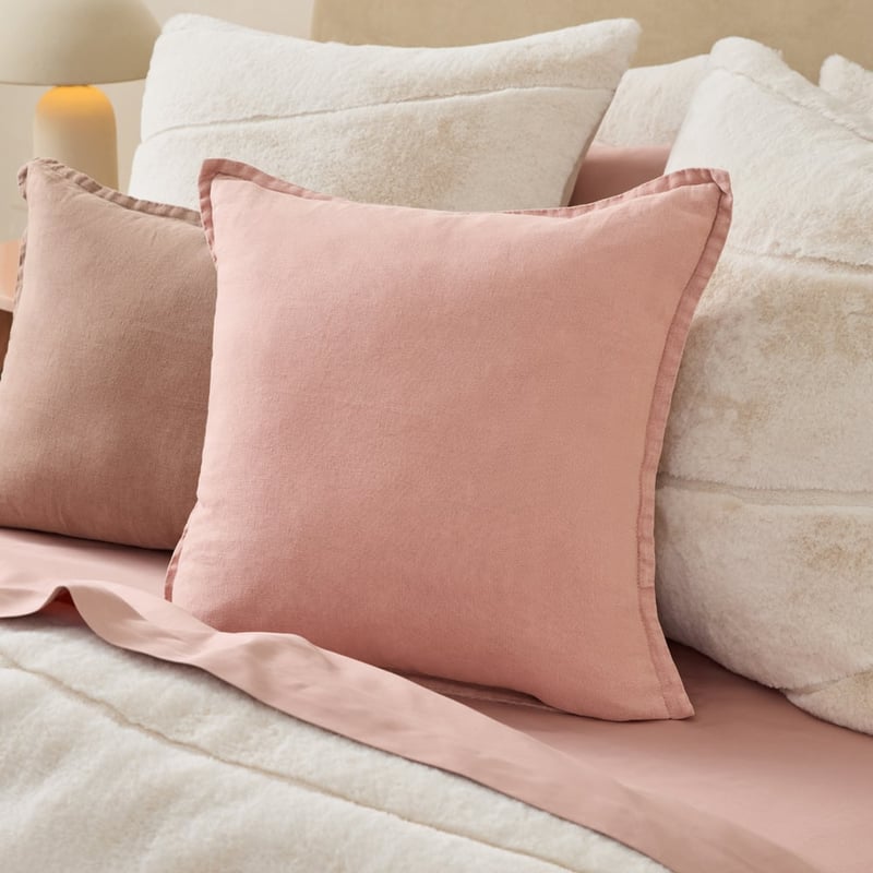 Belgian Misty Rose Vintage Washed Linen Cushion