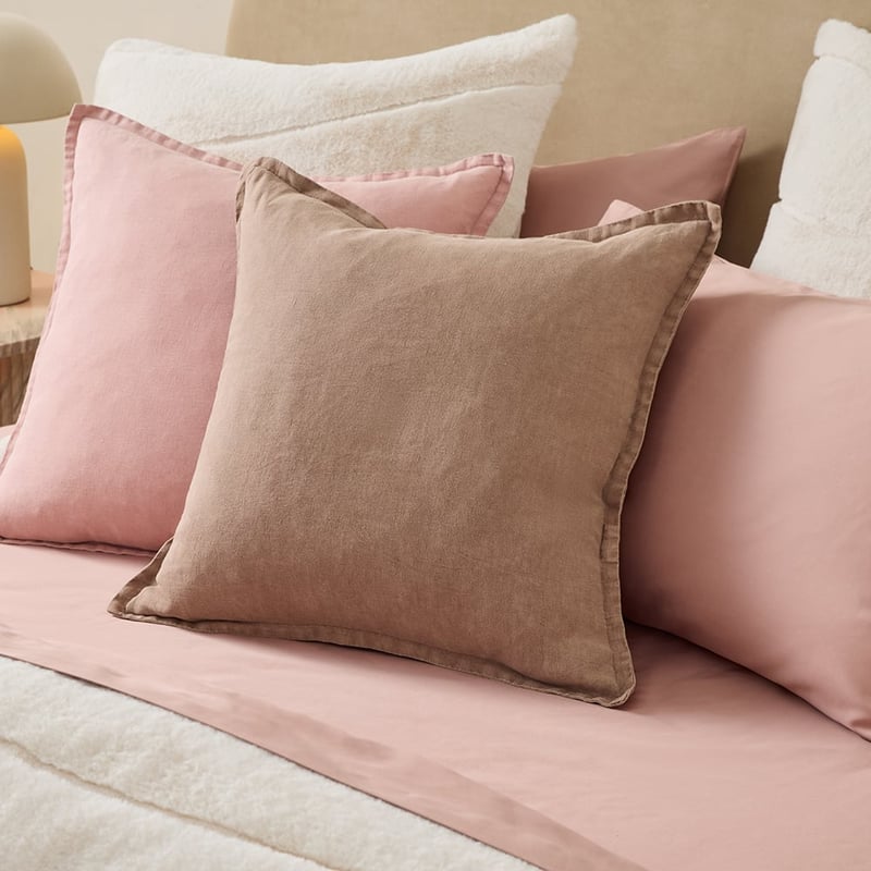 Belgian Vintage Washed Linen Mocha Cushion