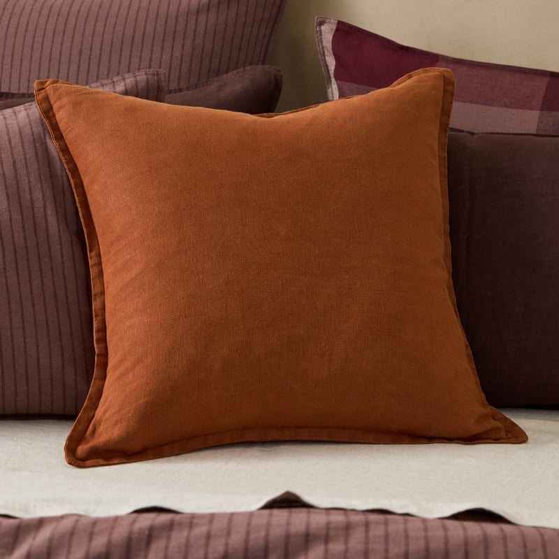 Belgian Vintage Washed Linen Umber Cushion